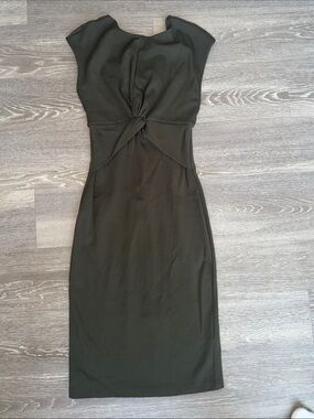 Express Olive Twist-Front Midi Dress - Women